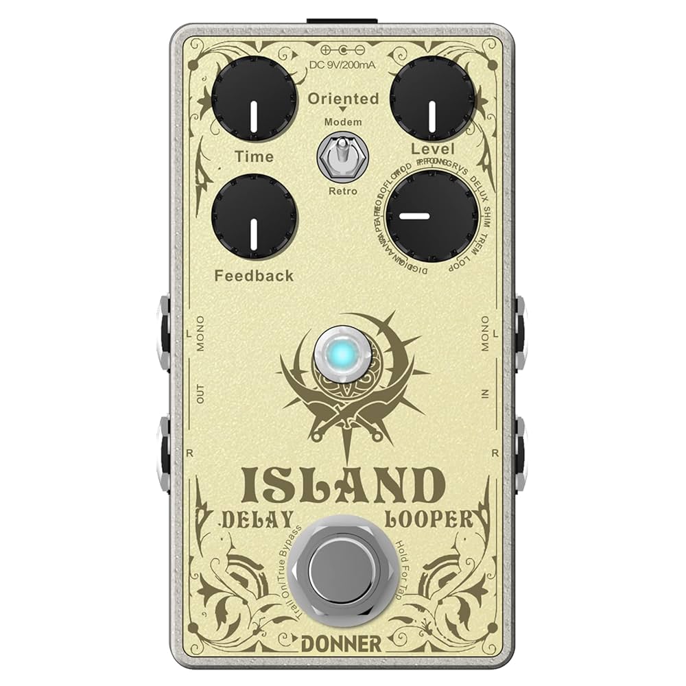 ギター Donner  Delay Looper Donner Island Delay Pedal, Stereo Delay Looper Guitar Pedal